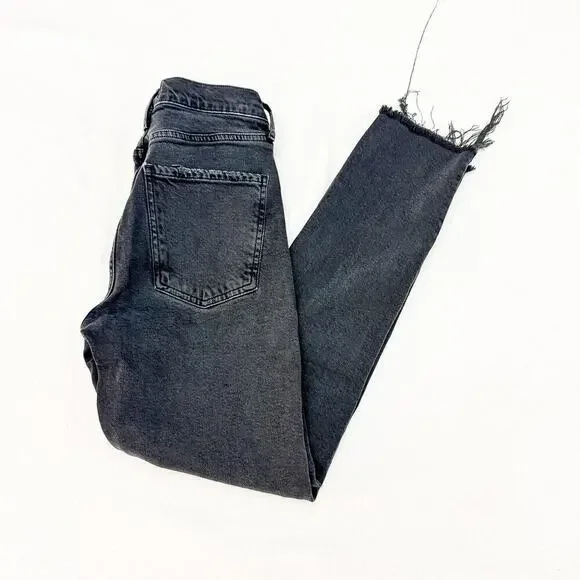 AGOLDE Toni Raw Hem Charcoal Black Denim Skinny Jeans A133D-3002 Size 25
